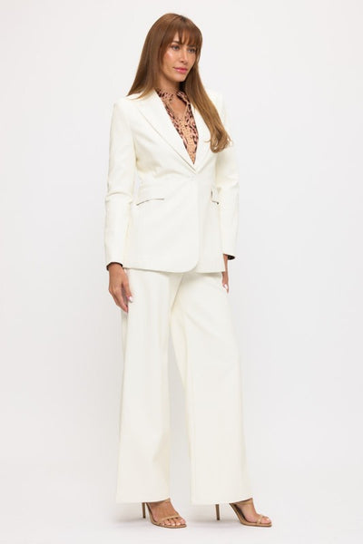 White Faux Leather Blazer