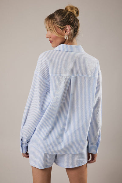 Stripe Shirt With Lobster Embroidery