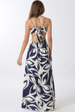Navy Maxi Dress with Key Hole and Back Tie
