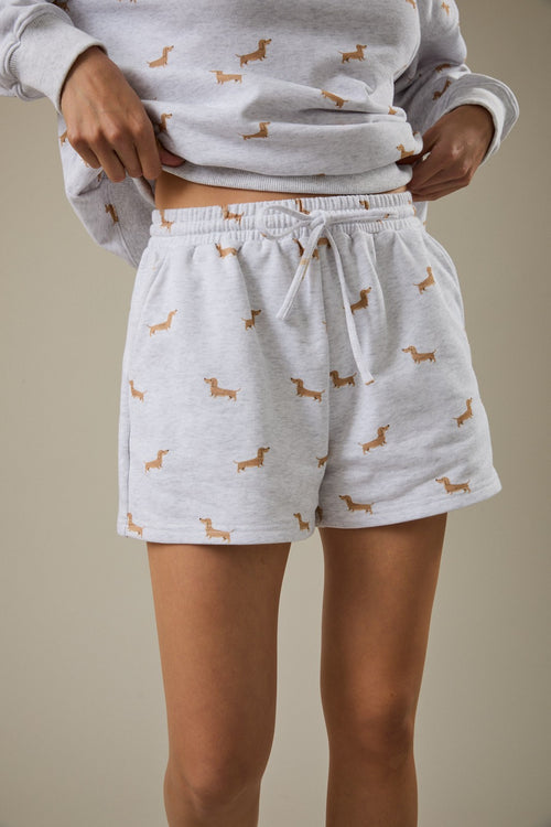 High Waist Dog Print Sweatshorts