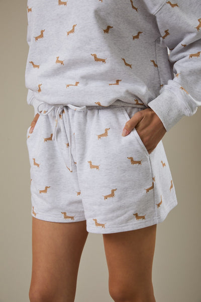 High Waist Dog Print Sweatshorts