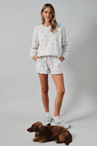 Round Neck Long Sleeve Dog Print Sweatshirt