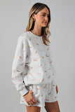 Round Neck Long Sleeve Dog Print Sweatshirt