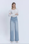 Striped High Rise Patch'd Wide Jean