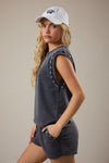 Navy Studded Tank and Shorts Set