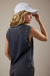Navy Studded Tank and Shorts Set