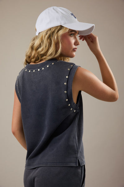 Navy Studded Tank and Shorts Set