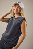 Navy Studded Tank and Shorts Set