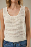White U-Neck Crochet Tank