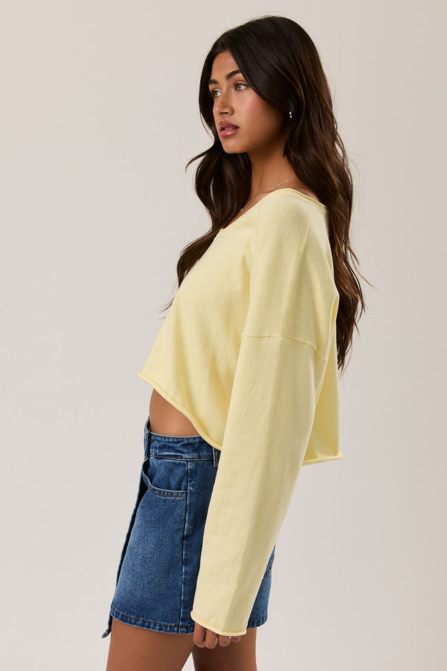 Butter Yellow Cropped Sweater