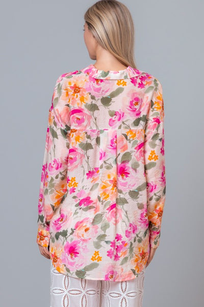 Floral Printed Long Sleeve Button Up