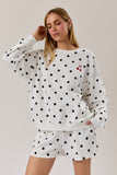 Crew Neck Long Sleeve Polka Dot Print Sweatshirt