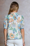 Floral Print, Ruffled Neck Line Blouse