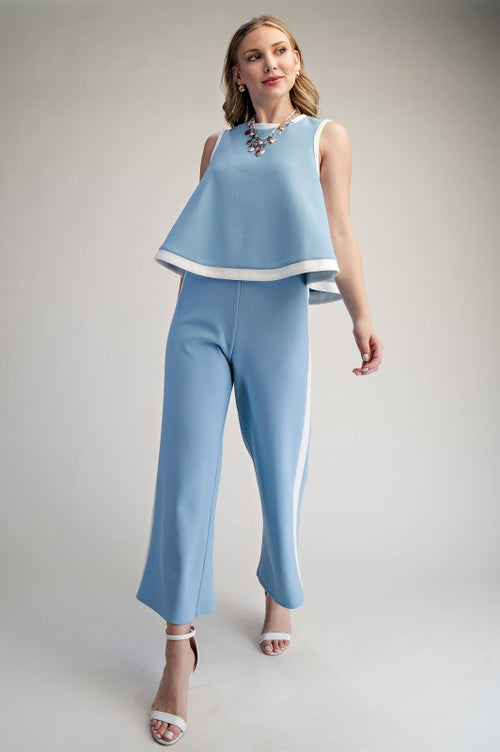 Sky Blue Sleeveless Knit Top