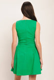 Green Gold Button Dress with Belt