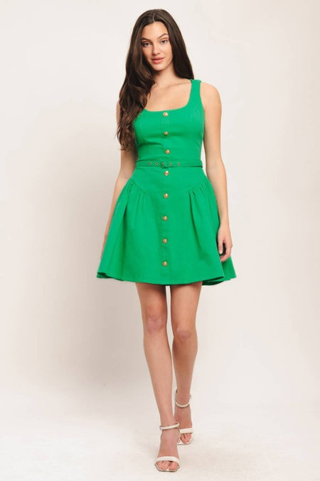 Red Button Detailed Dress