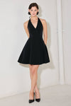 Black Halter Circle Skirt Mini Dress