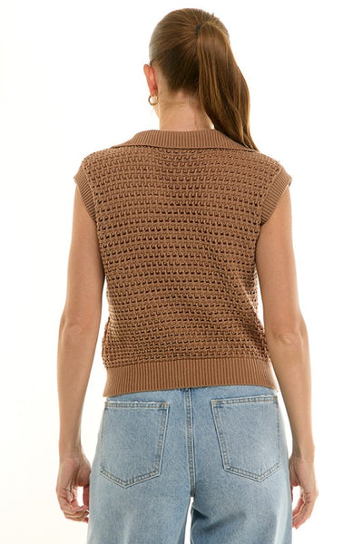 Crochet Pearl Sleeveless Sweater