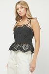 Black Eyelet Peplum Top