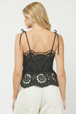 Black Eyelet Peplum Top