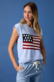 Light Blue Flag Sweater Sleeveless Top