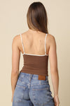 Brown Contrast-trim Cami Top