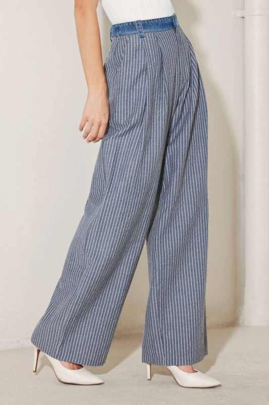 Denim Striped Seersucker Pant