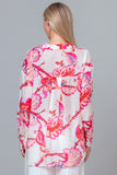 Pink Printed Long Sleeve Button Up