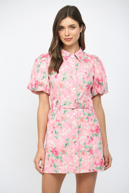 Red Button Detailed Dress