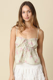 Olive Fuschia Floral Flare Cami Top