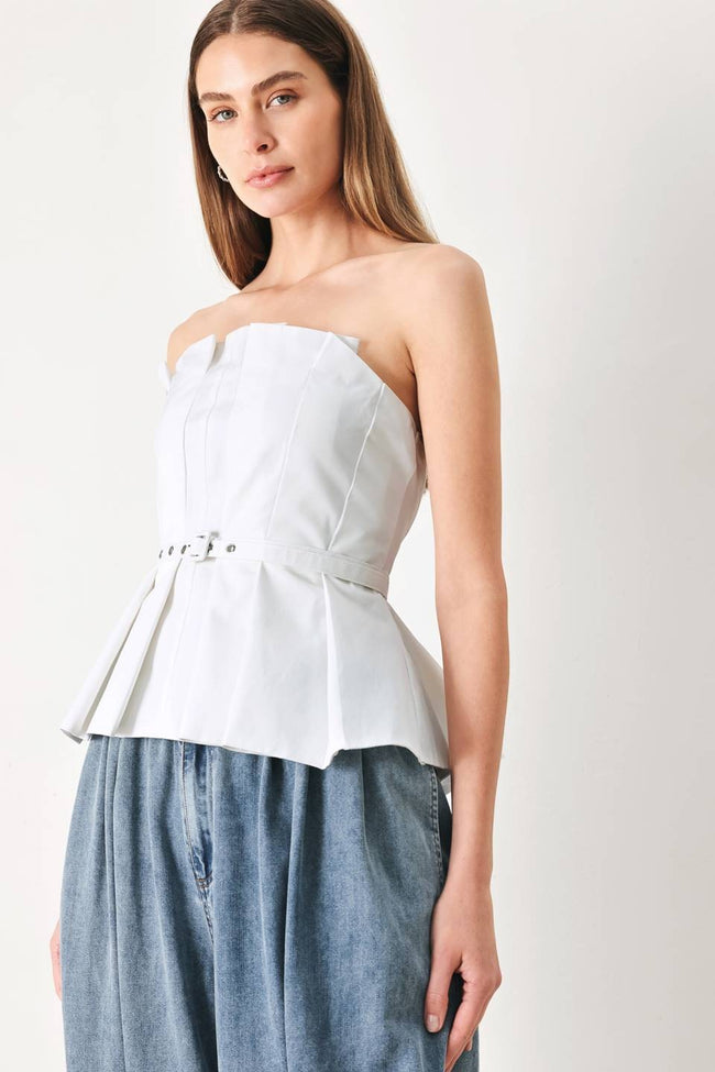 White Solid Woven Tube Top