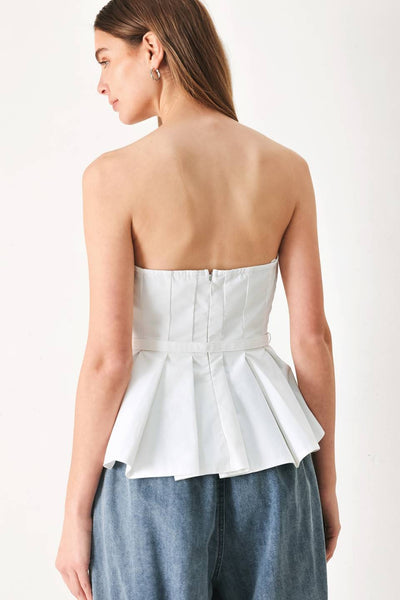 White Solid Woven Tube Top