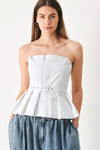 White Solid Woven Tube Top