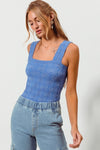 Blue Floral Seamless Tank Top