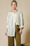 Cream Multi Stripe Oversized Button Down Top