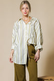 Cream Multi Stripe Oversized Button Down Top
