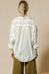 Cream Multi Stripe Oversized Button Down Top