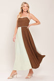 Beige & Brown Contrast Midi Dress