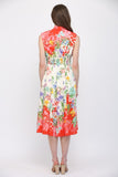 Floral Print Front Zip Closure & Slit Detail Midi Dress