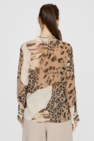 Animal Print Button Down Blouse