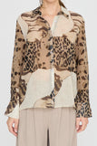 Animal Print Button Down Blouse