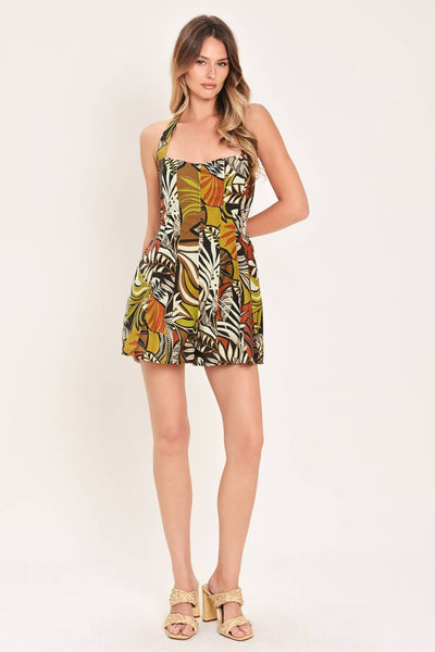 Mutli-Colored Printed Woven Romper