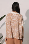 Camel Leaf Print Top