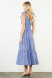 Blue Striped Tie Strap Maxi Dress