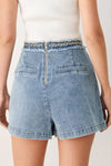 Light Denim Washed Skort w/ Frayed Detail