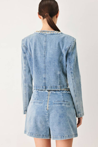 Light Denim Cropped Jacket