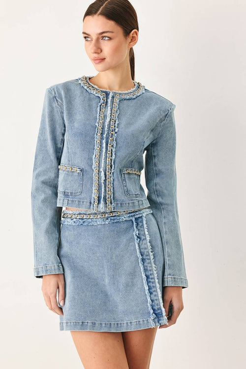 Light Denim Cropped Jacket