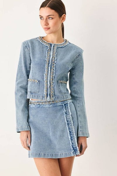 Light Denim Cropped Jacket