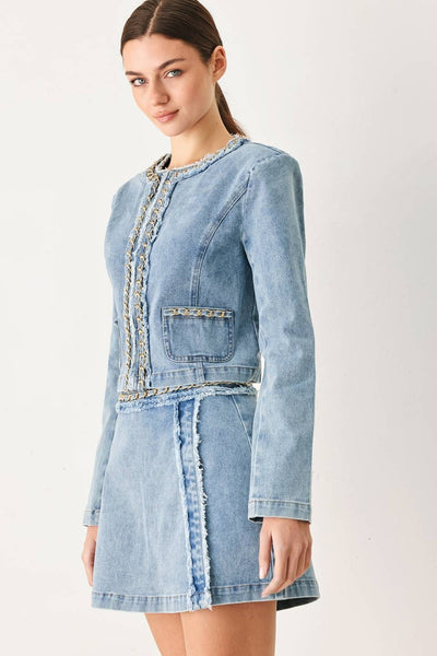 Light Denim Cropped Jacket