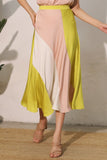 Chartreuse Silk Midi Skirt